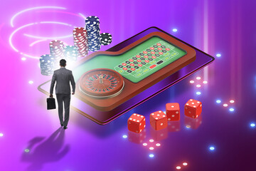 Canvas Print - Businessman in online casino concept