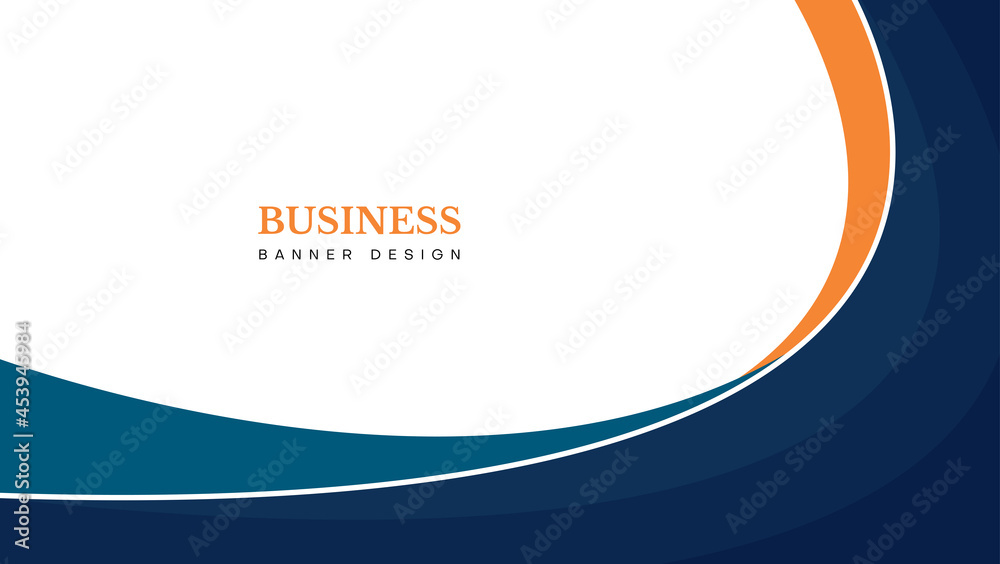business banner design template with abstract blue and orange wave ...