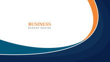 Business Banner Design Template With Abstract Blue And Orange Wave Background