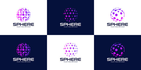 Wall Mural - collection of elegant and modern technology world sphere Logo design inspiration