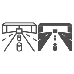 Poster - customs drive through, road, tollgate line and solid icon, security check concept, custom entry vector sign on white background, outline style icon for mobile concept and web design. Vector graphics.