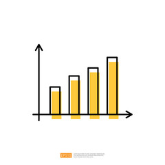 Poster - growth chart diagram graph trend. data report analysis for finance and business with outline line art concept illustration