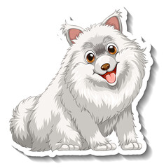 Sticker - Sticker design with white pomeranian dog isolated