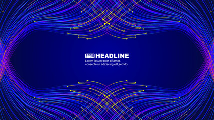 Poster - The background of undulating abstract graphics is formed by crisscrossing colored dots and lines