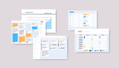 Poster - set planning schedules infographic dashboard templates online planner organization time management