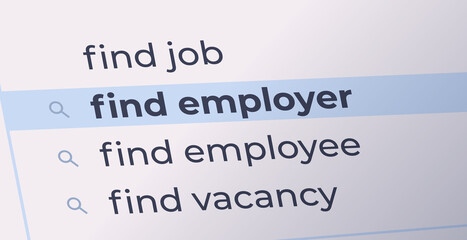 Poster - find job in search bar on virtual screen human resources recruitment hiring internet networking conc