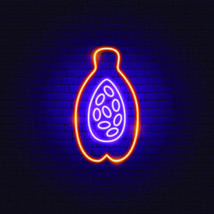 Sticker - Papaya Seed Neon Sign. Vector Illustration of Fruit Promotion.