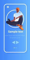 Poster - african american man using smartphone social media network online communication concept