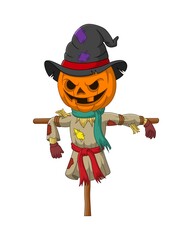 Wall Mural - Cute halloween scarecrow pumpkin cartoon