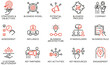 Vector Set of Linear Icons Related to Business Processes, Interaction, Partnership and Management. Mono Line Pictograms and Infographics Design Elements