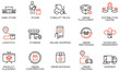 Vector Set of Linear Icons Related to Tracking Order, Shipping and Express Delivery Process. Mono line pictograms and infographics design elements - part 2
