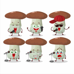 Wall Mural - A Cute Cartoon design concept of suillus mushroom singing a famous song