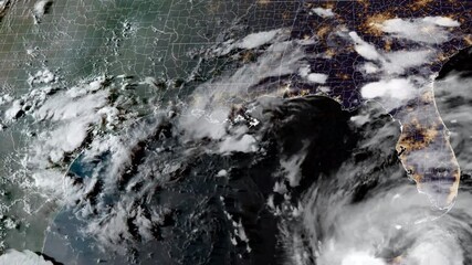 Wall Mural - 2021 hurricane ida time lapse satellite imagery. (gulf of mexico 
