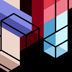 Fototapete - Abstract background. 3d cubes, cubic elements and blocks. Techno or business concept for wallpaper, banner, background, landing page