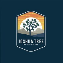 Joshua Tree National Park Lineart Logo Patch Illustration