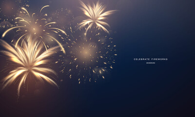 Wall Mural - firework and christmas themed Celebration party 2022 Happy New Year background design.