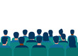 © Iuliia - Conference with audience in hall. People spectators. People audience back view. Students on lecture, seminar education. Vector illustration
