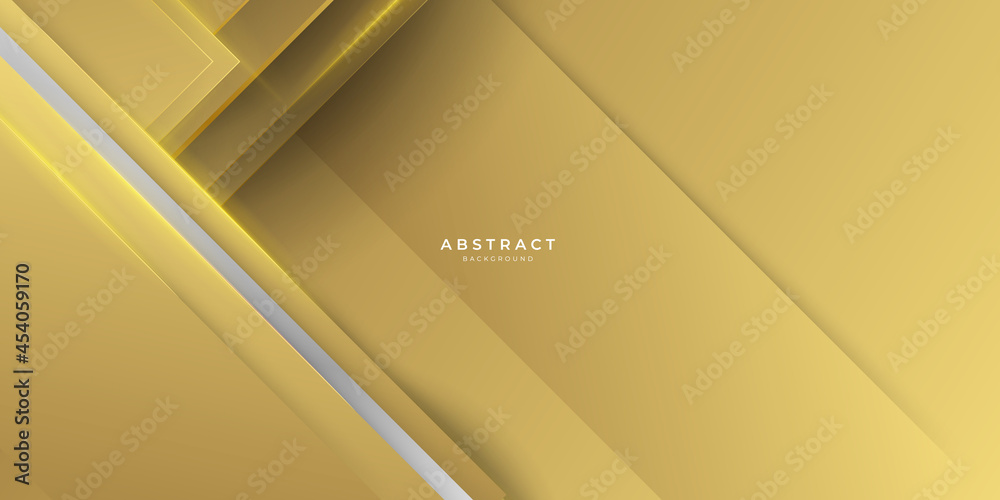 Abstract geometric shape white gold background with light and shadow 3D ...