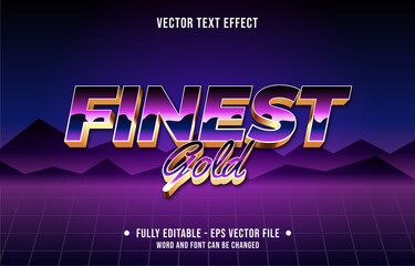Wall Mural - editable text effect gradient color retro futuristic eighties style for digital and print media font