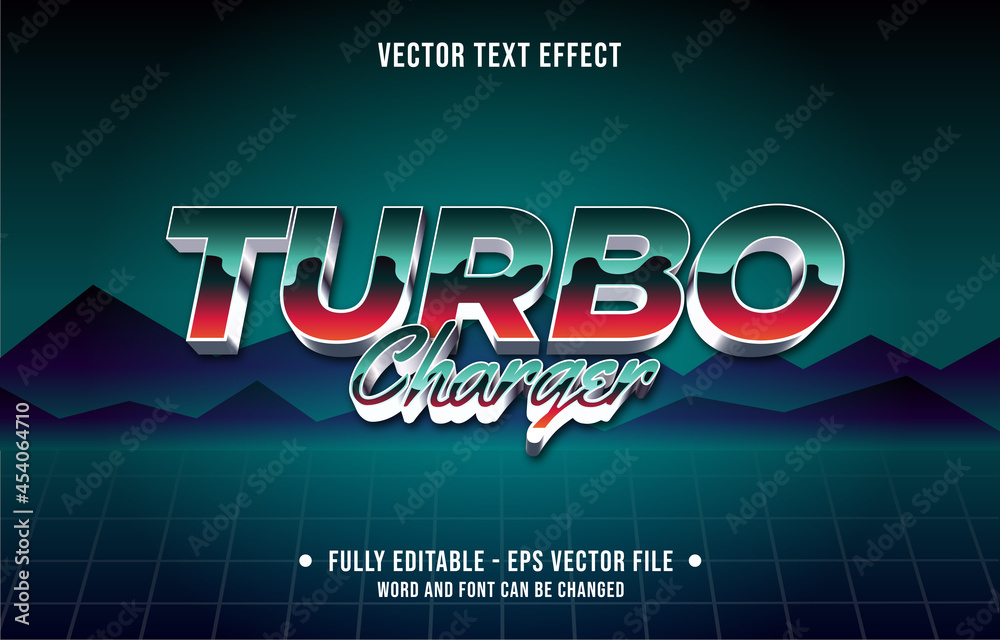 Editable text effect gradient color retro futuristic eighties style for ...