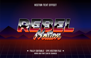 Wall Mural - Editable text effect gradient color retro futuristic eighties style for digital and print media font effect template