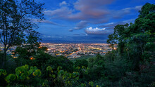 Aerial View City Night From The View Point On Top Of Mountain , Chiang Mai ,Thailand