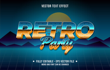 Wall Mural - Editable text effect gradient color retro futuristic eighties style for digital and print media font effect template