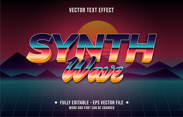 Wall Mural - editable text effect gradient color retro futuristic eighties style for digital and print media font