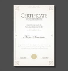 Certificate or diploma retro vintage design template