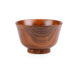 Wall Mural - Wooden bowl isolated on white background.