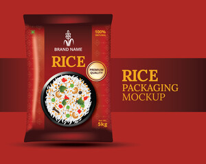 Wall Mural - Rice Package Red Mockup - Vector Illustration