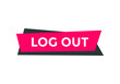 logout text sign icon. square shape web button template