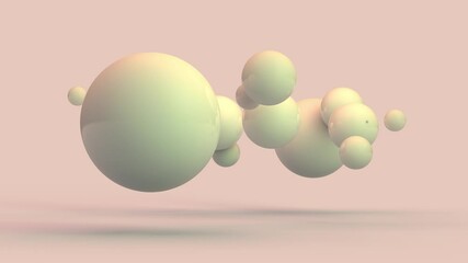 Poster - Loop abstract 3d animation of the movement of a group of spheres, ideal geometric objects in space. Geometric background, anti-stress, soothing movement.