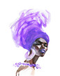 © Cincinart - Hand drawn young African woman with turban. Watercolor fashion portrait on white background. Painting realistic illustration.