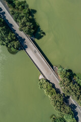 Wall Mural - Overhead shot of the road through the water