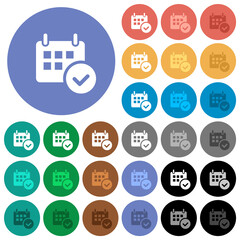 Poster - Calendar check round flat multi colored icons