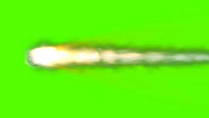 Wall Mural - asteroid meteor burning on green background, realistic vision meteor burning on fire in fast speed m