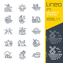 Lineo Editable Stroke - Landscape And Scenery Line Icons