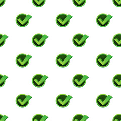 Poster - Checkmark. Green approved pattern on white background. Vector stock illustration.