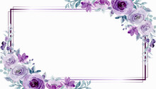 Watercolor Purple Rose Flower Frame