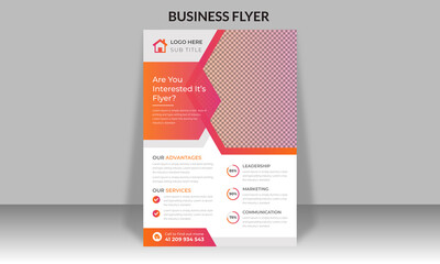 Corporate Business abstract vector template for flyer with red & black color