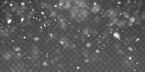 Wall Mural - christmas snow. falling snowflakes on transparent background. snowfall. vector illustration