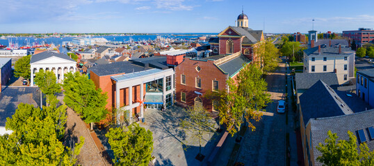 Wall Mural - Aerial view of New Bedford Whaling Museum building in New Bedford Whaling National Historical Park in historic downtown of New Bedford, Massachusetts MA, USA. 