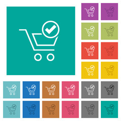 Canvas Print - Cart checkout outline square flat multi colored icons