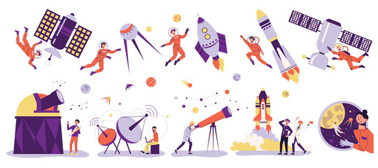 Poster - Astronomy Space People White Icon Set