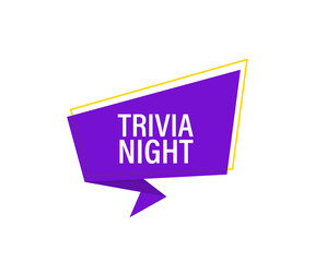 Sticker - Trivia night. Banner with Trivia night isolated on white background. Web design. Vector stock illustration.