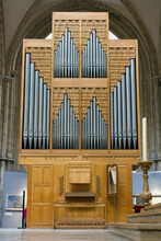 Organ Of The Cathedral Of St. Michael And St. Gudula Cathedral In Central Brussels