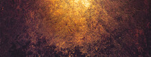 Rust And Oxidized Metal Background, Banner. Grunge Rusted Metal Texture. Old Worn Metallic Iron Panel