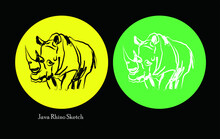 Indonesian Javan Rhino's Rare And Protected Animal Sketch