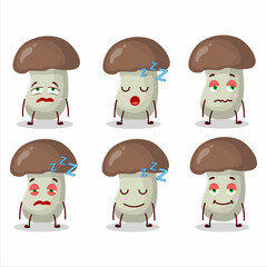 Sticker - Cartoon character of cep mushroom with sleepy expression